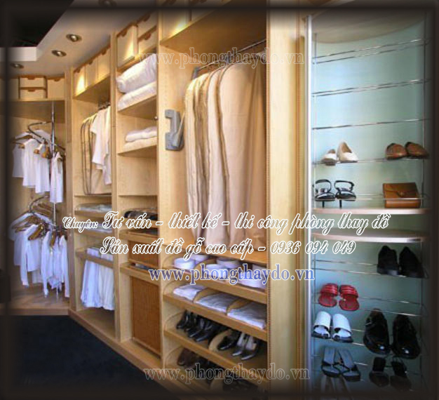 HỆ TỦ GỖ CHỮ L DÀNH CHO PHÒNG LƯU TRỮ QUẦN ÁO