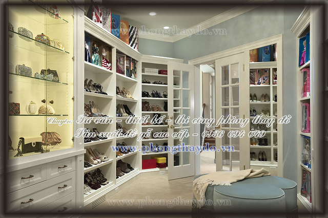 Thiết kế tủ để giày trong phòng lưu trữ quần áo