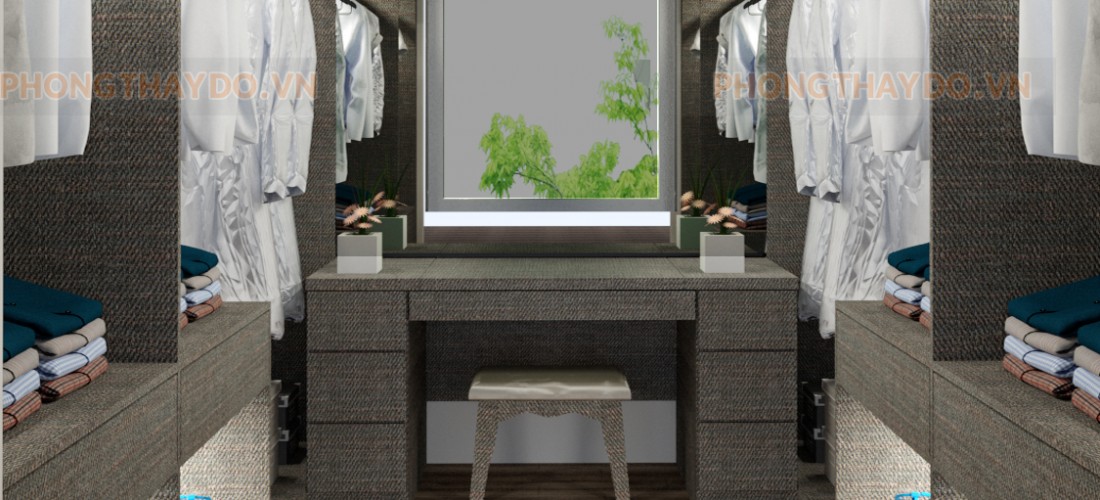 Mẫu phòng thay đồ nhỏ có bàn trang điểm