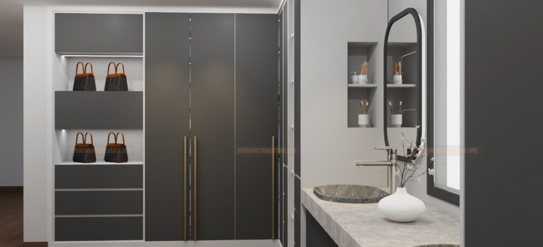 Tủ gỗ âm tường MDF tận dụng tối đa diện tích