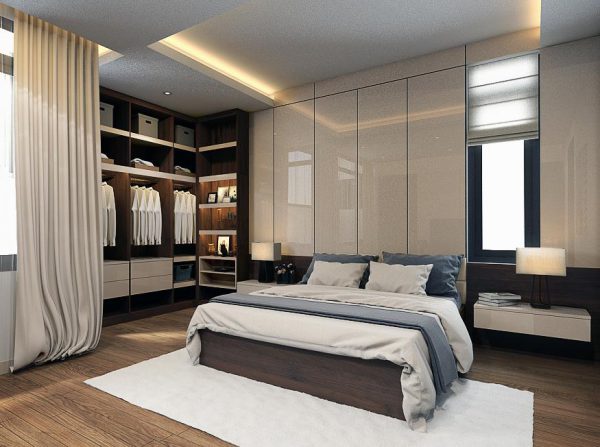 Mẫu phòng ngủ 30m2 có phòng thay đồ hiện đại
